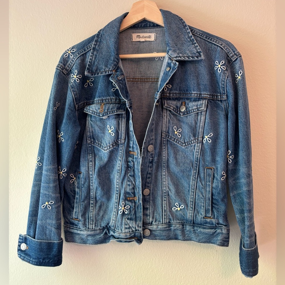 Madewell daisy embroidered jean jacket